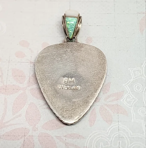 Sheryl Martinez Navajo Micro Inlay and Sterling Cosmic Pendant - Picture 4 of 5